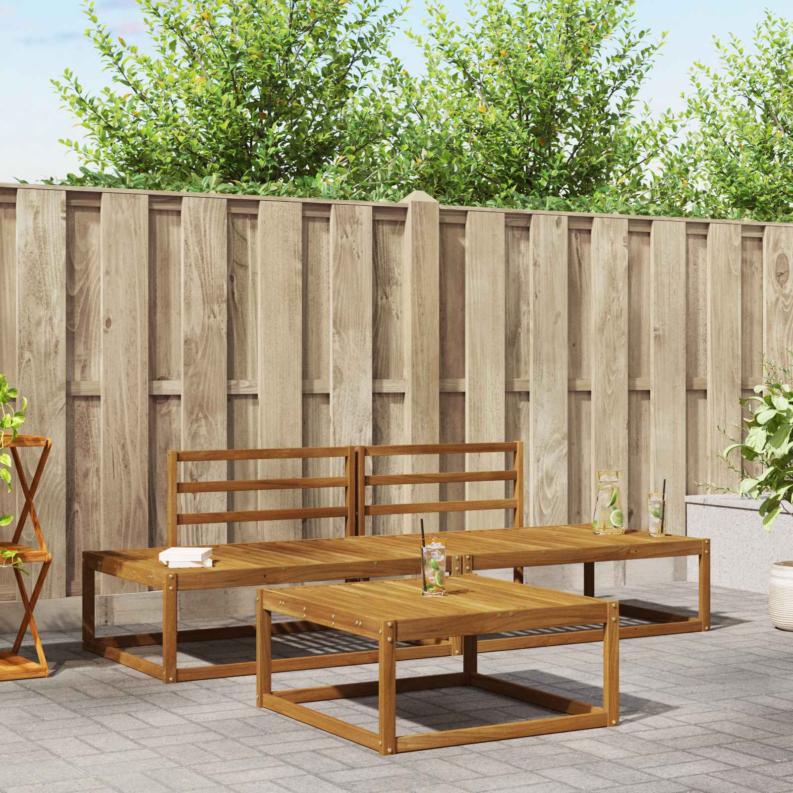 Set de canapele de exterior 3 Bucată natural