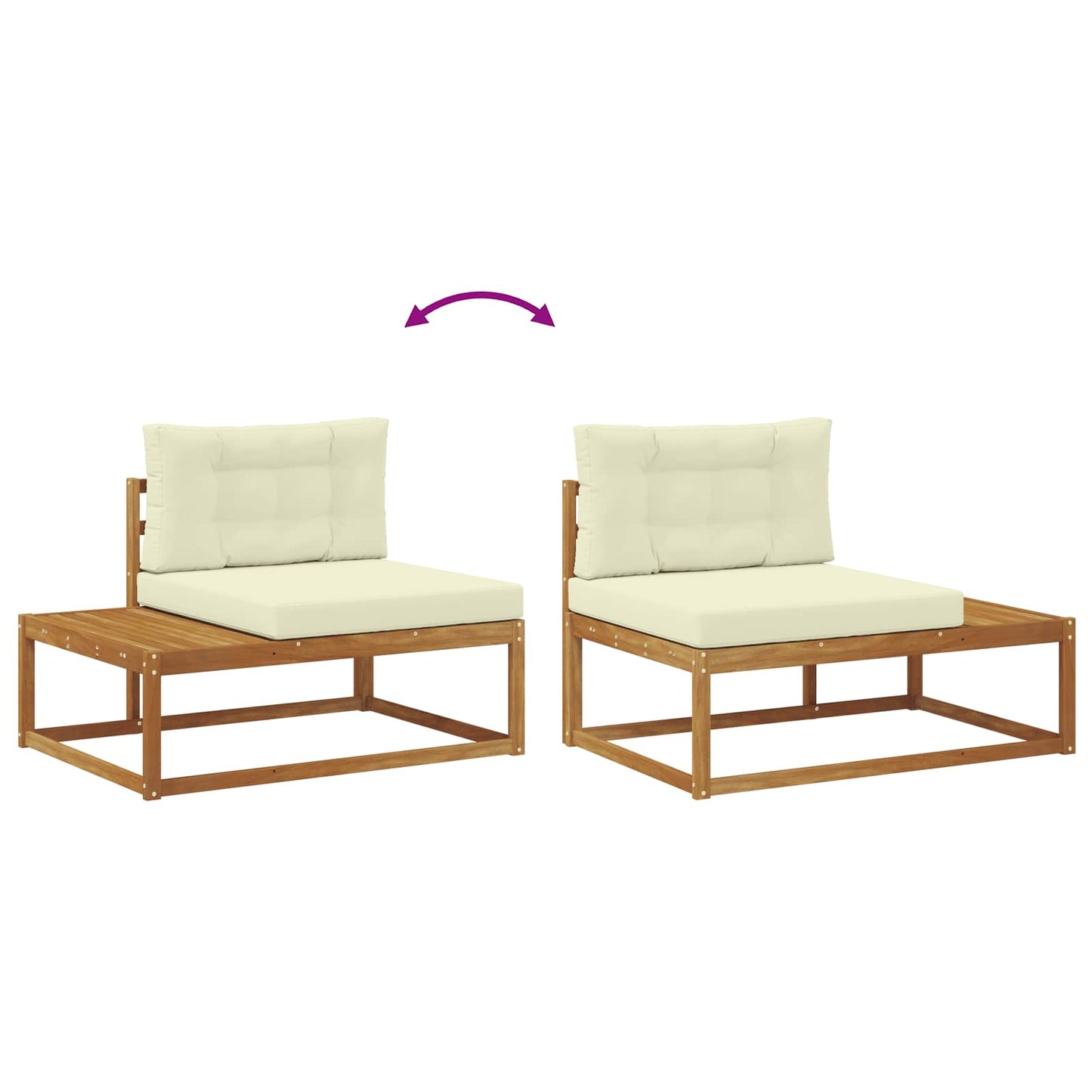 Set de canapele de exterior cu pernă 3 Bucată Natural și Crem