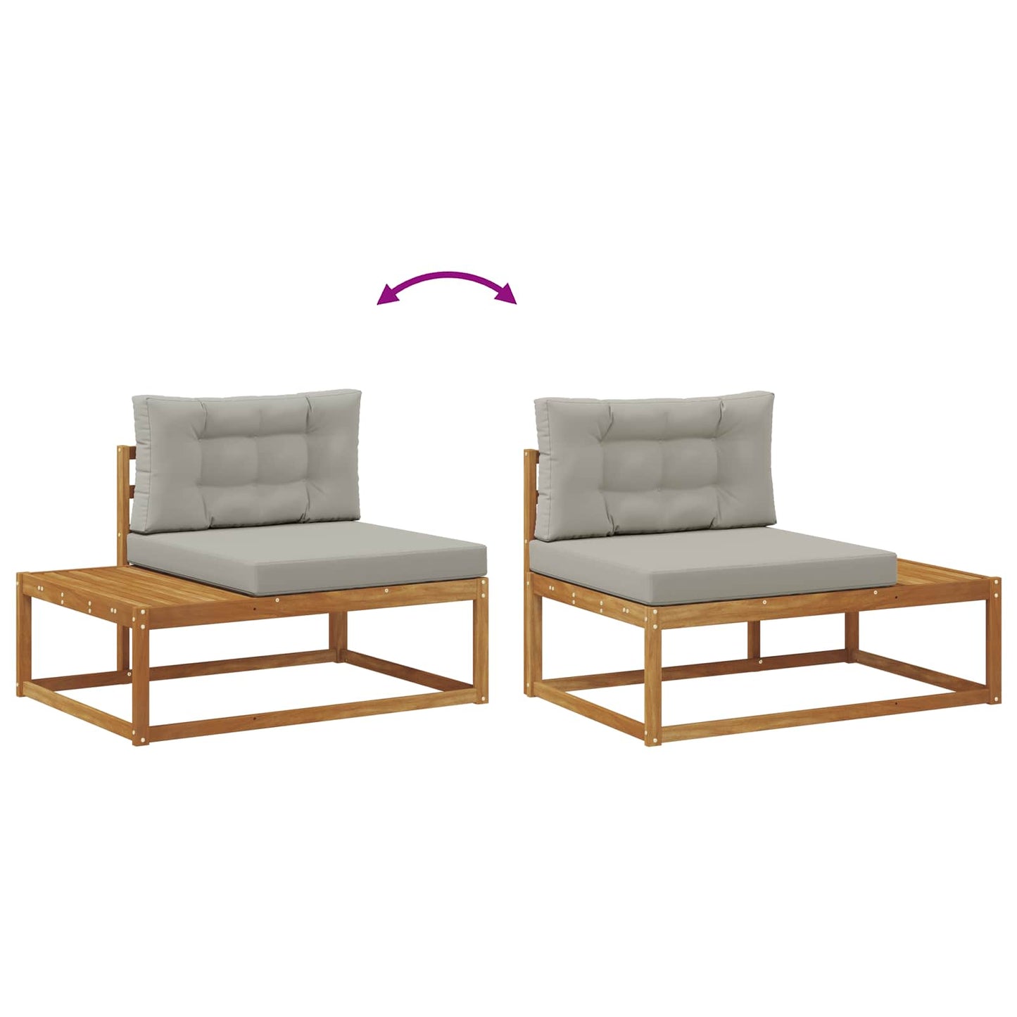 Set de canapele de exterior 3 Bucată Gri natural și deschis