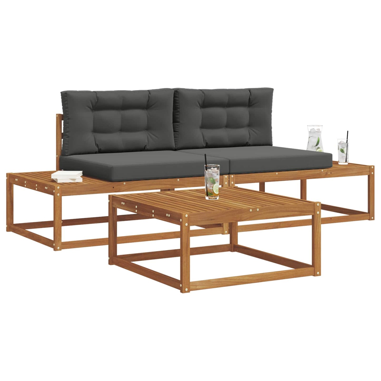 Set de canapele de exterior 3 Bucată Natural și Antracit