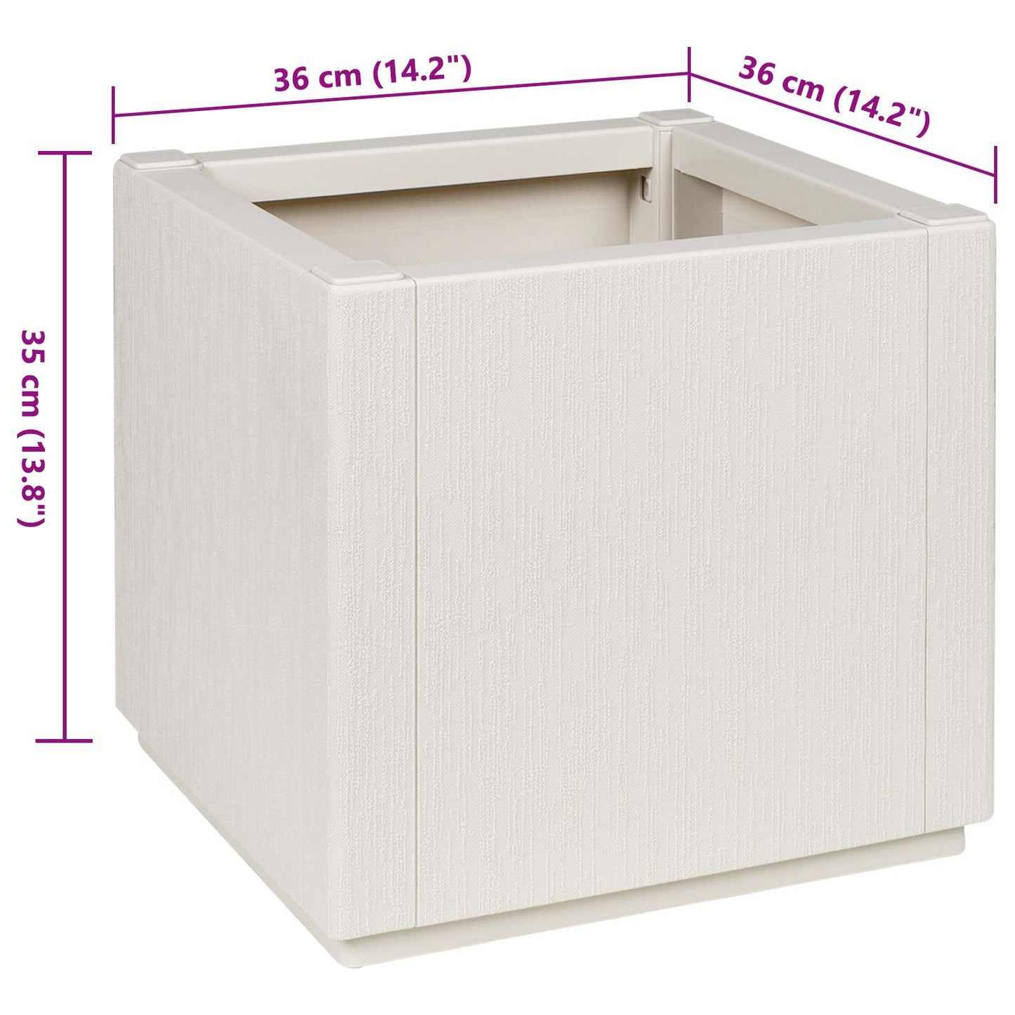 Cutie pentru flori Alb 36 x 36 x 35 cm Plastic