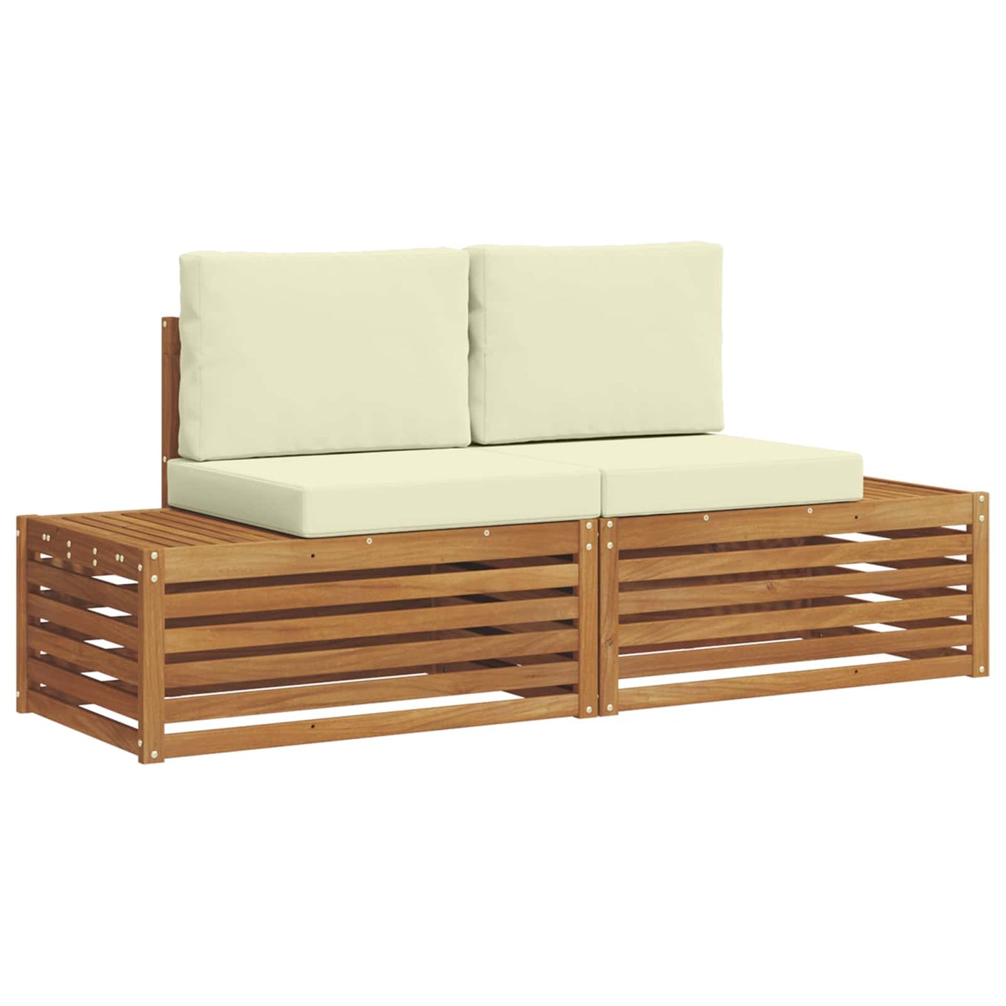 Set de canapele de exterior cu pernă 2 Bucată Natural și Crem