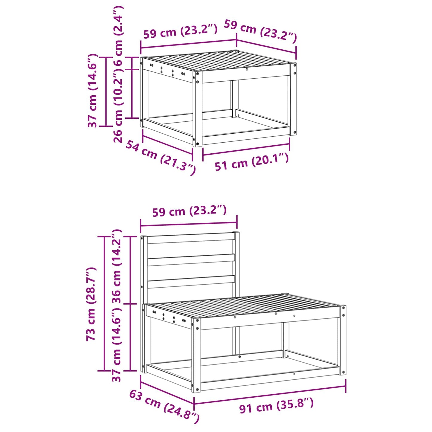 Set de canapele de exterior 3 Bucată natural