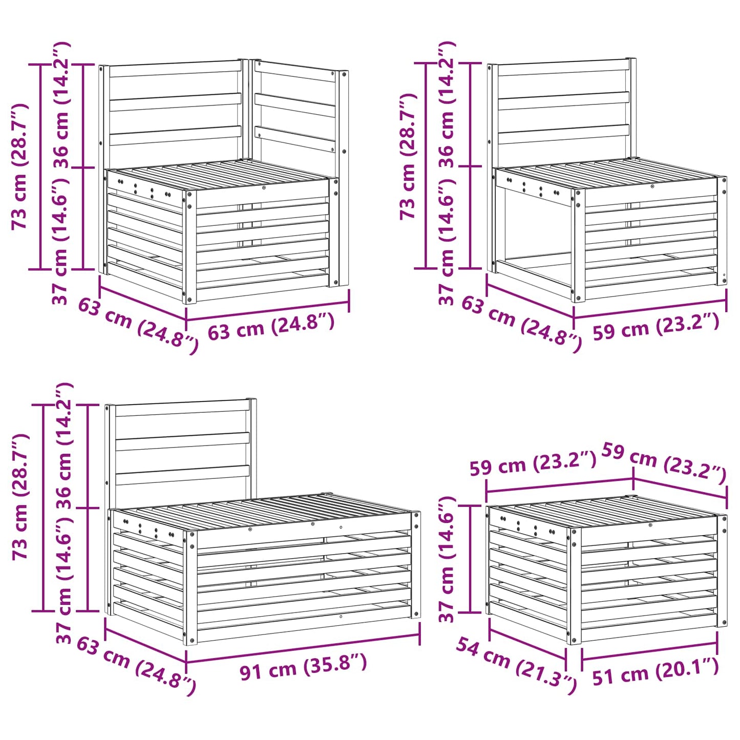 Set de canapele de exterior 5 Bucată natural