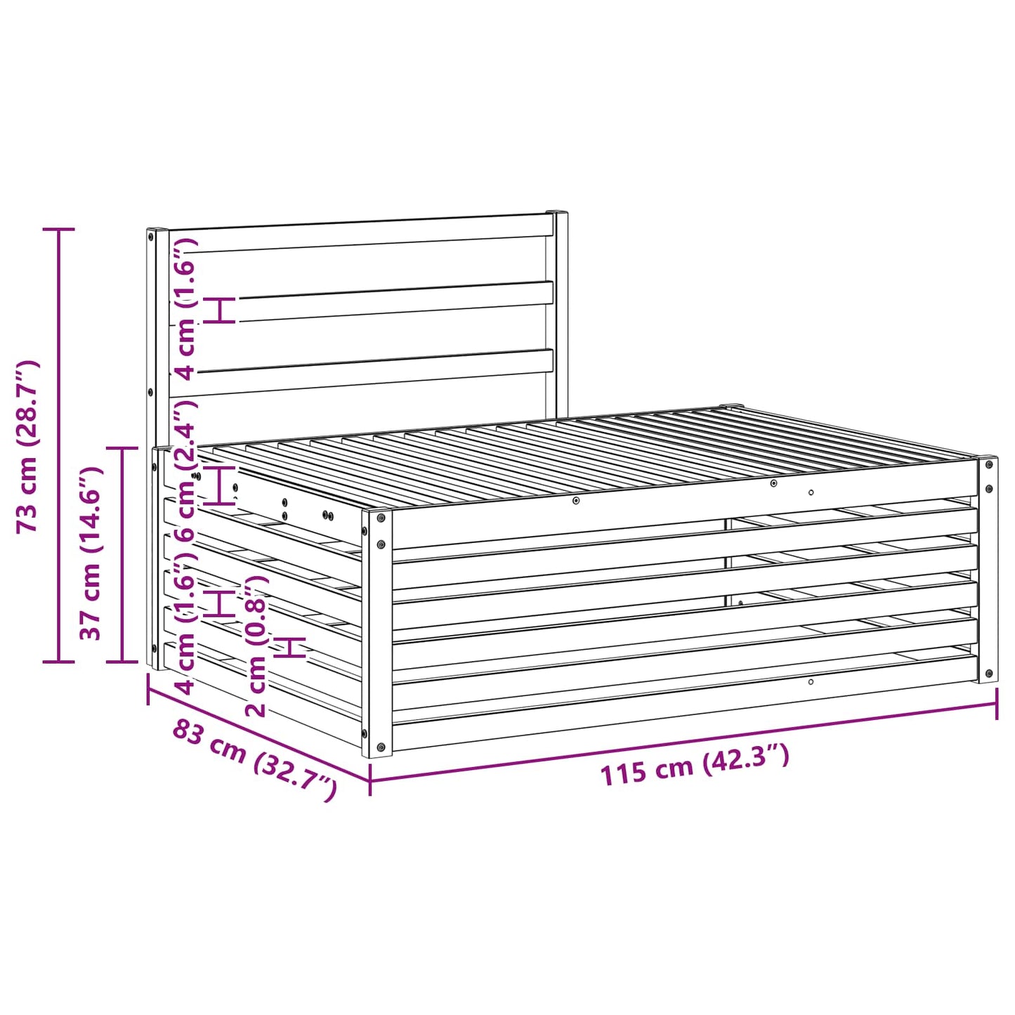 Set de canapele de exterior 2 Bucată natural 203,5 x 83 x 73 cm