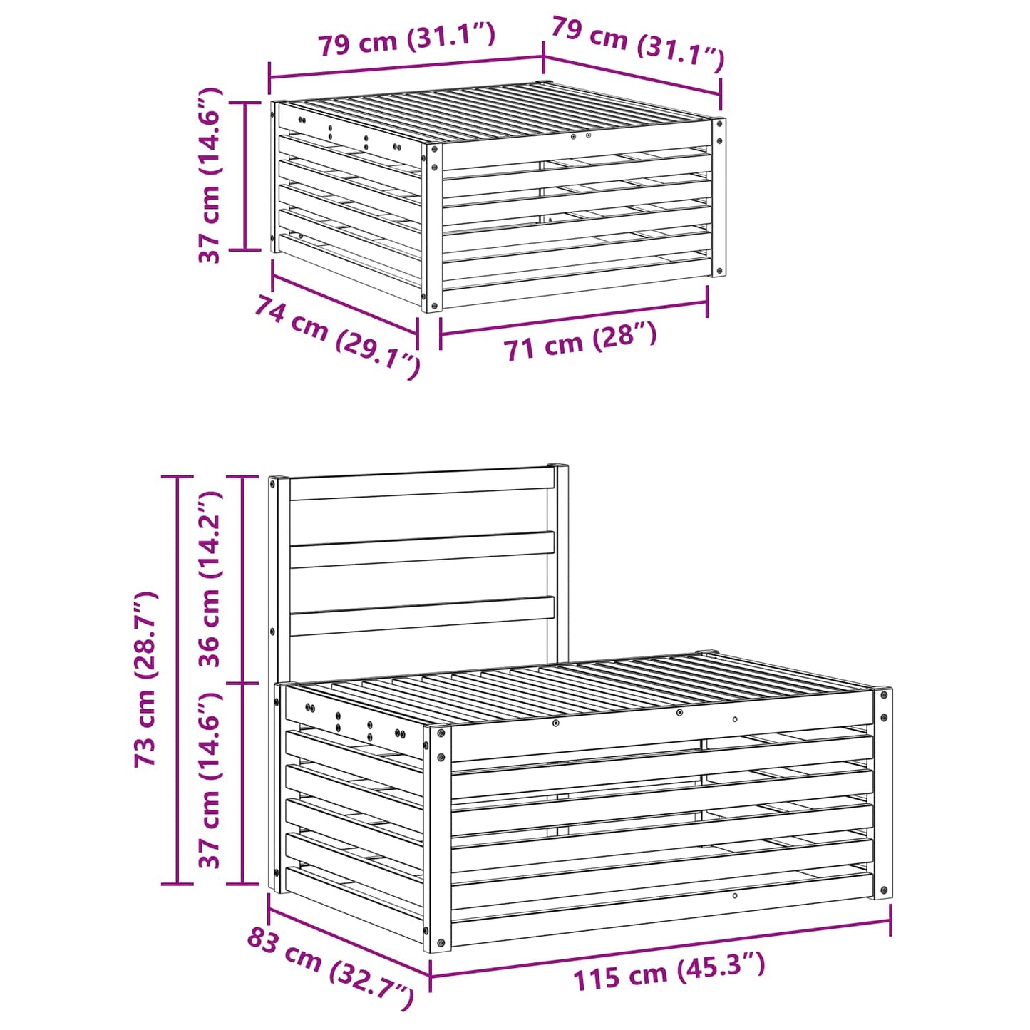 Set de canapele de exterior 3 Bucată natural