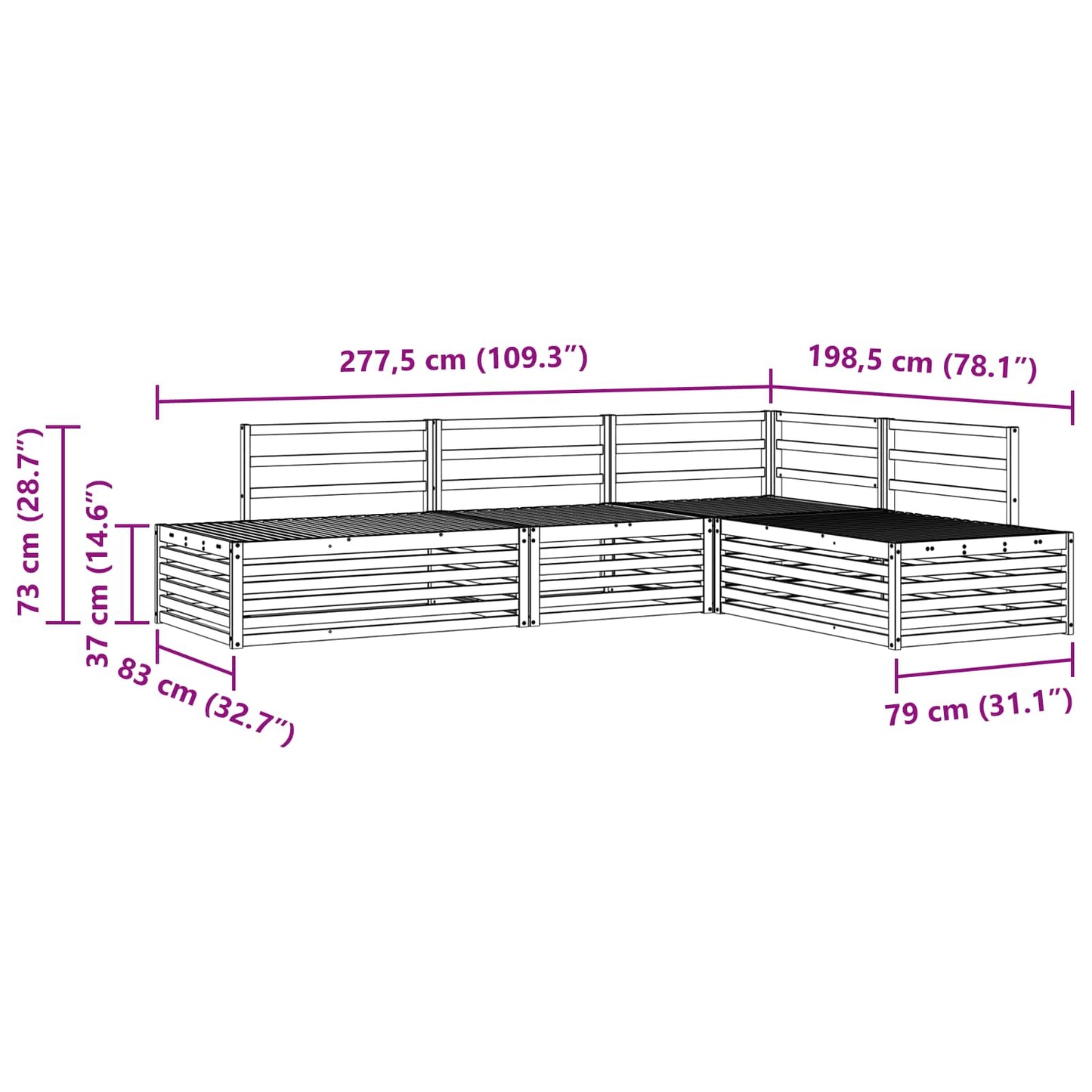 Set de canapele de exterior 4 Bucată natural