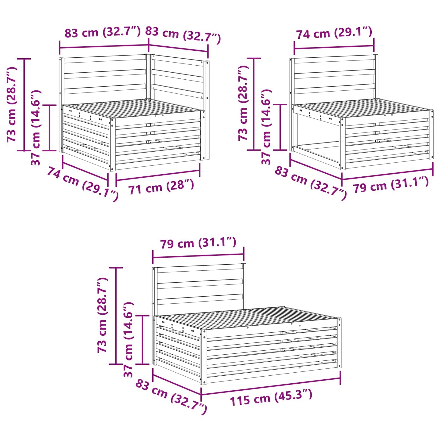 Set de canapele de exterior 4 Bucată natural