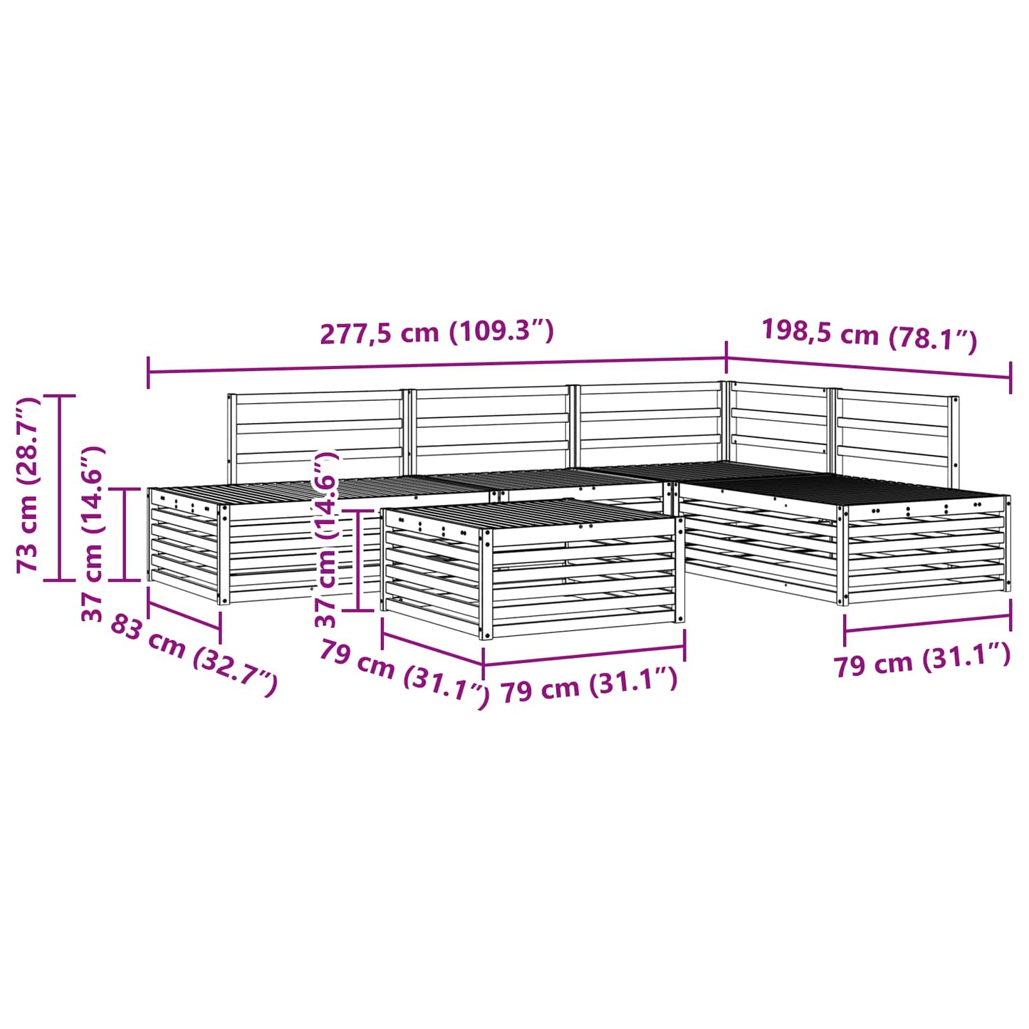 Set de canapele de exterior 5 Bucată natural