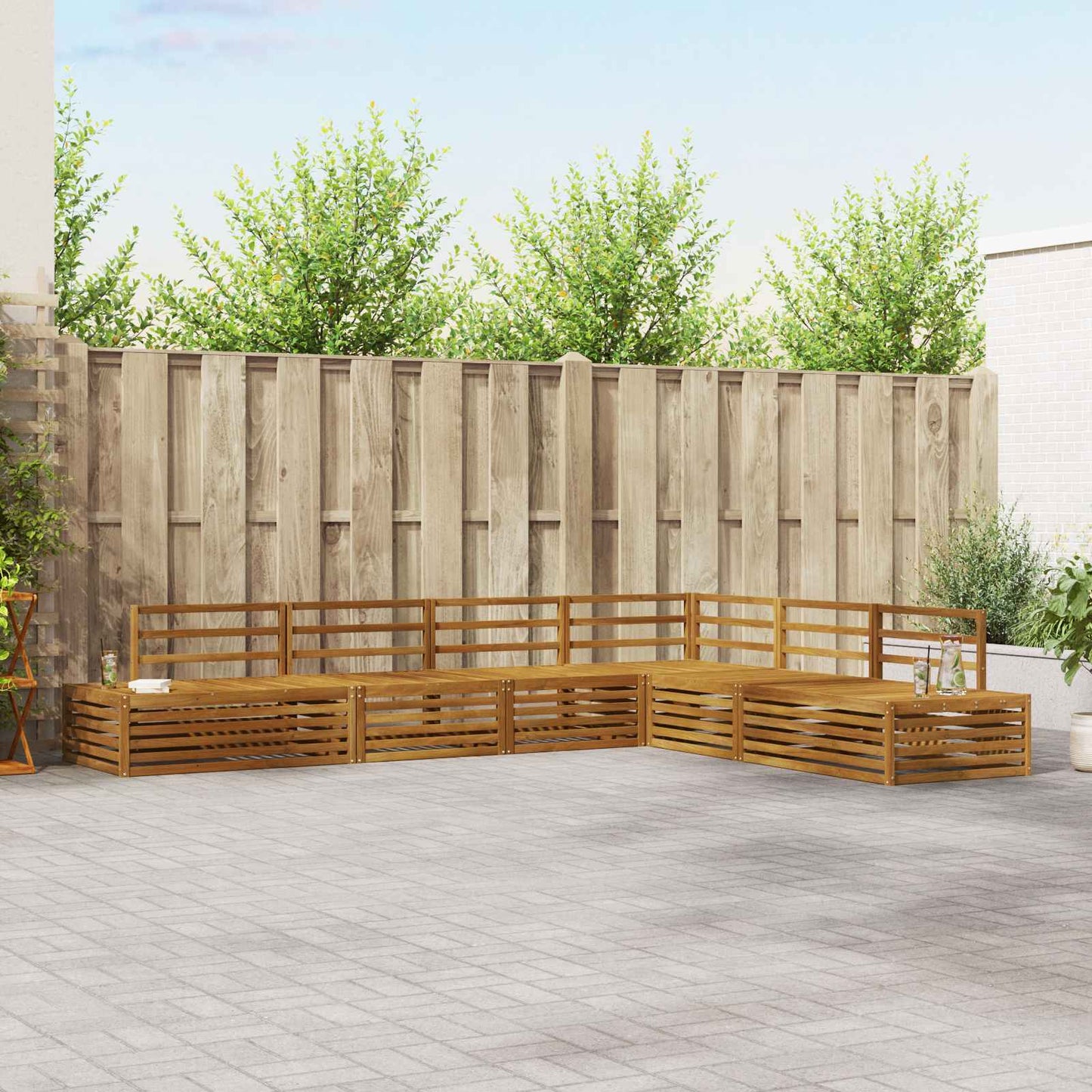 Set de canapele de exterior 6 Bucată natural