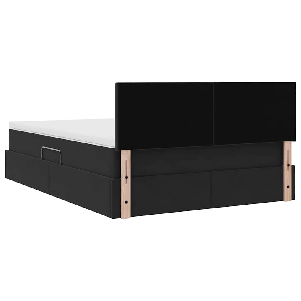 Pat cu storage cu saltea Negru 140 x 200 cm Catifea