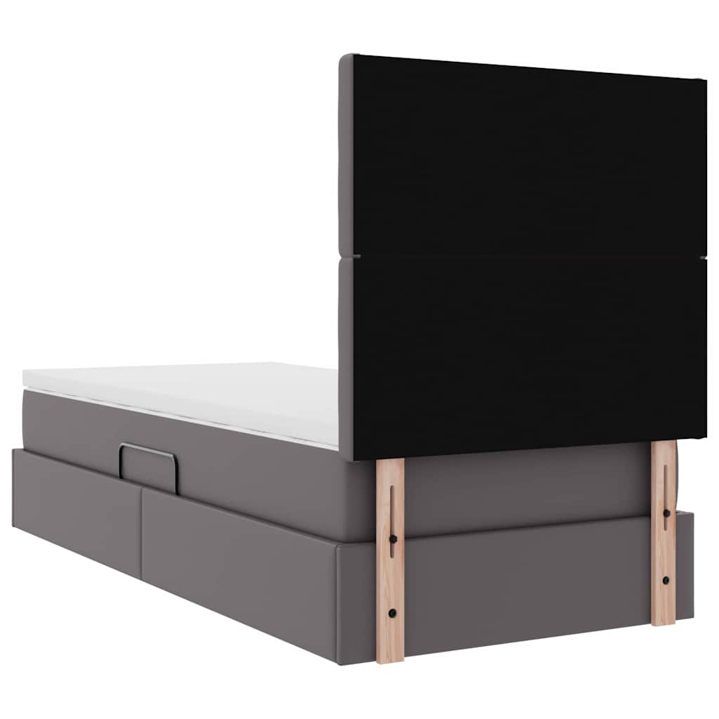 Pat cu storage cu saltea Gri 100 x 200 cm Piele artificială