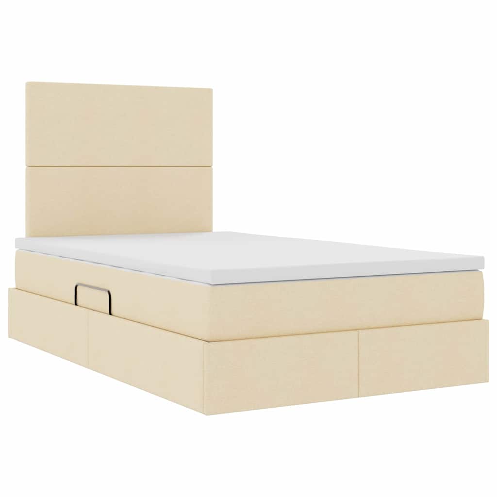 Pat cu saltea și spațiu de depozitare Creme 120 x 200 cm