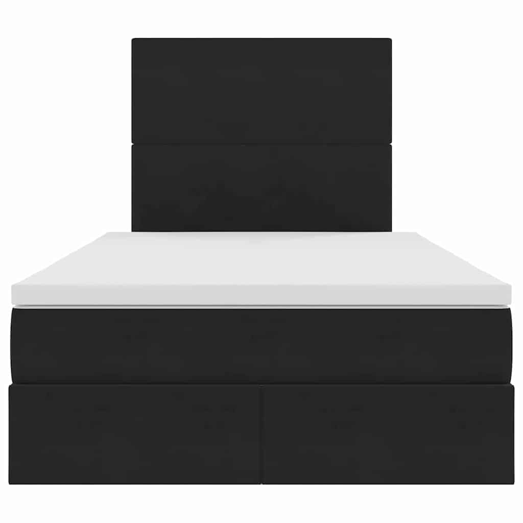 Pat cu saltea și LED cu saltea Negru 120 x 190 cm Catifea