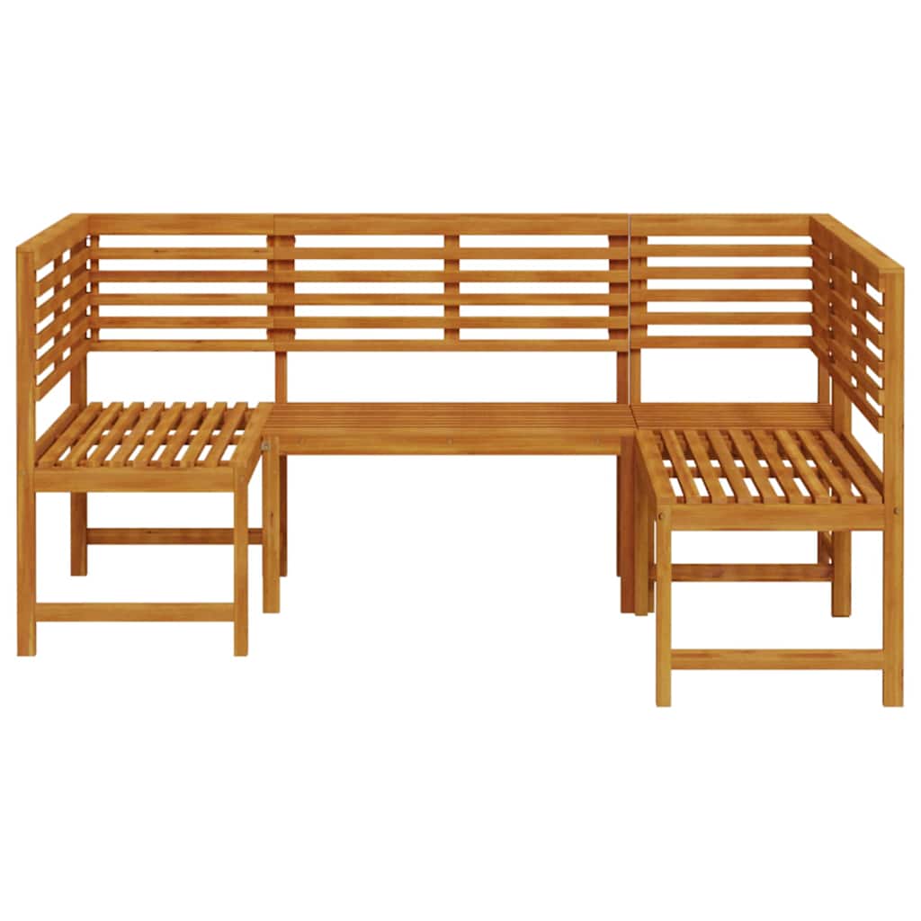 Set de Bănci pentru Grădină 3 pcs Maro Lemn Solid de Acacia