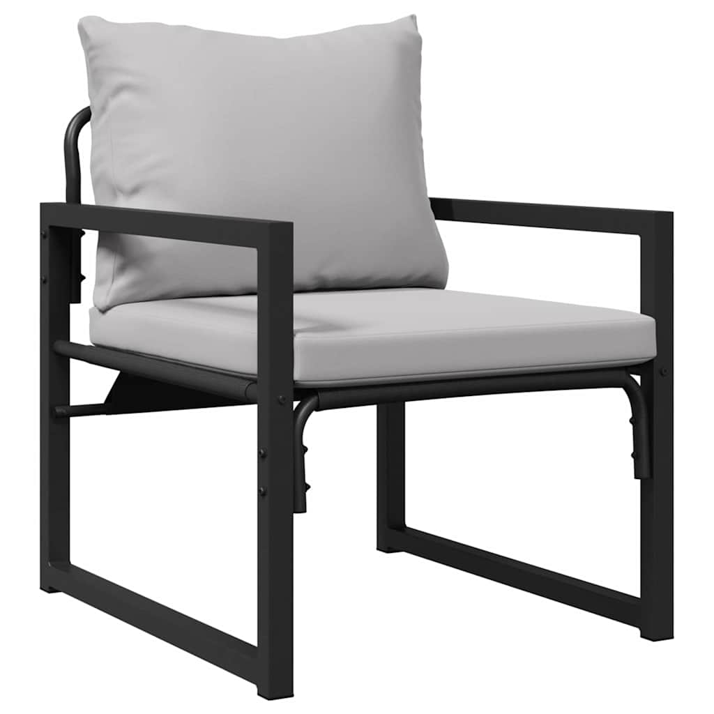 Mobilier de grădină cu pernă 4 pcs Gri deschis Poliester