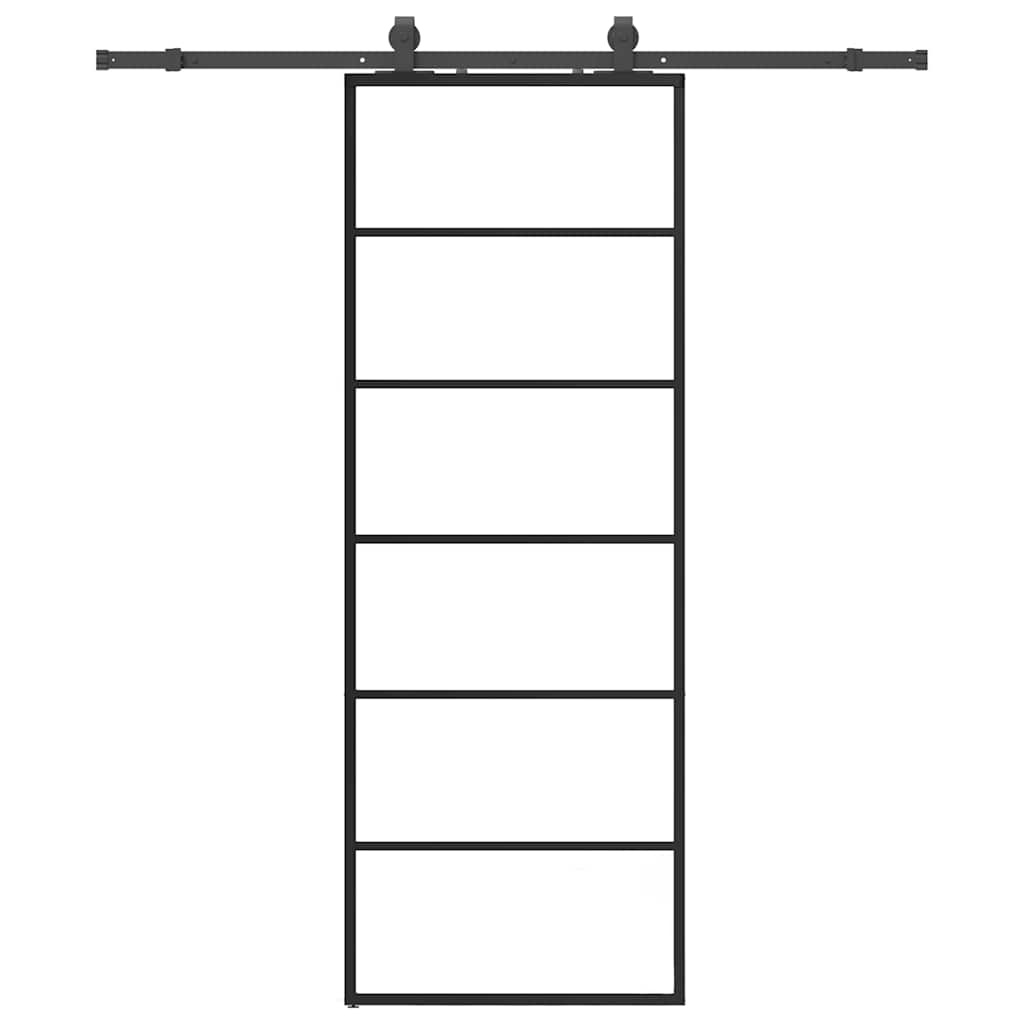 Ușă glisantă cu set de feronerie neagră 76x205 cm Sticlă ESG