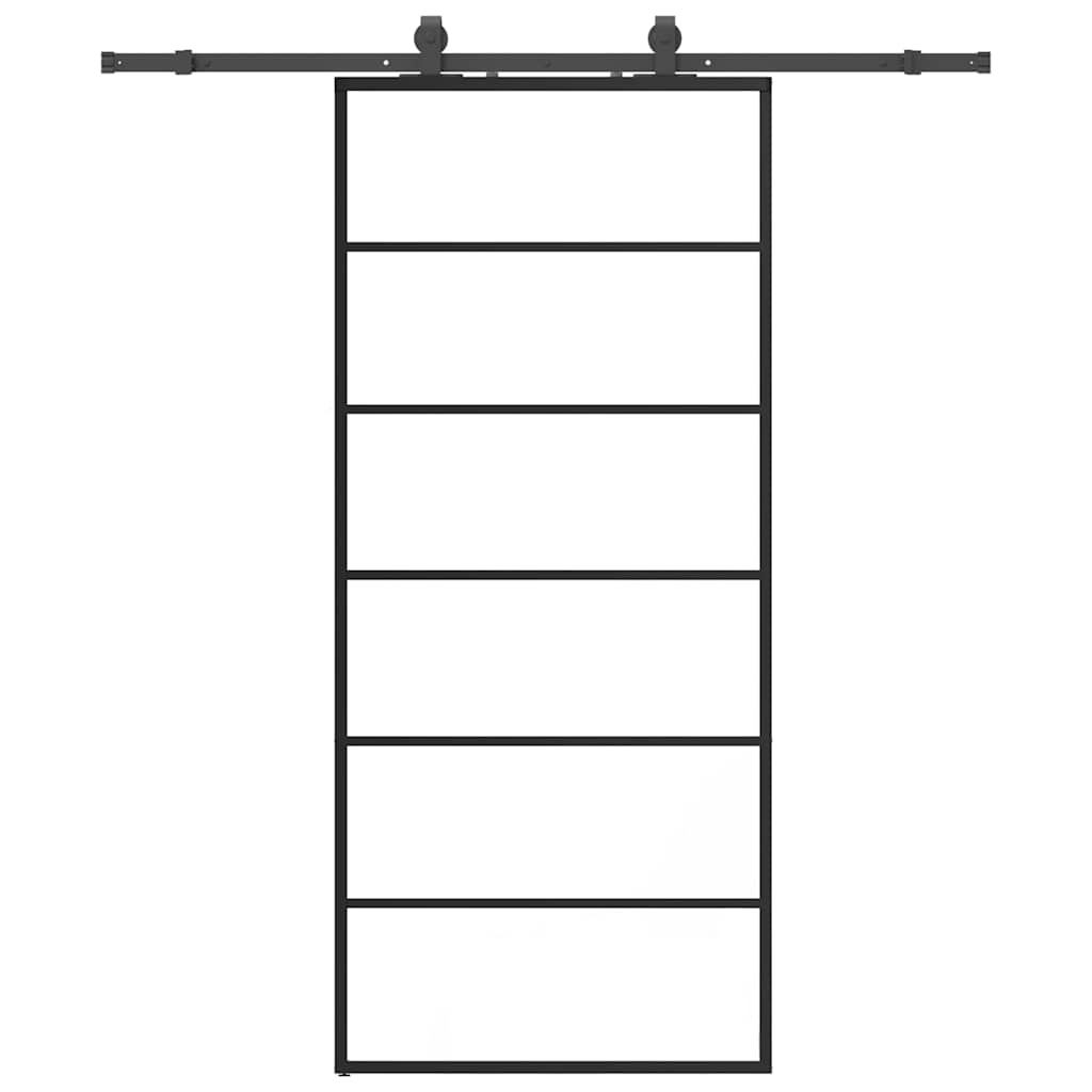 Ușă glisantă cu set de feronerie neagră 90x205 cm Sticlă ESG