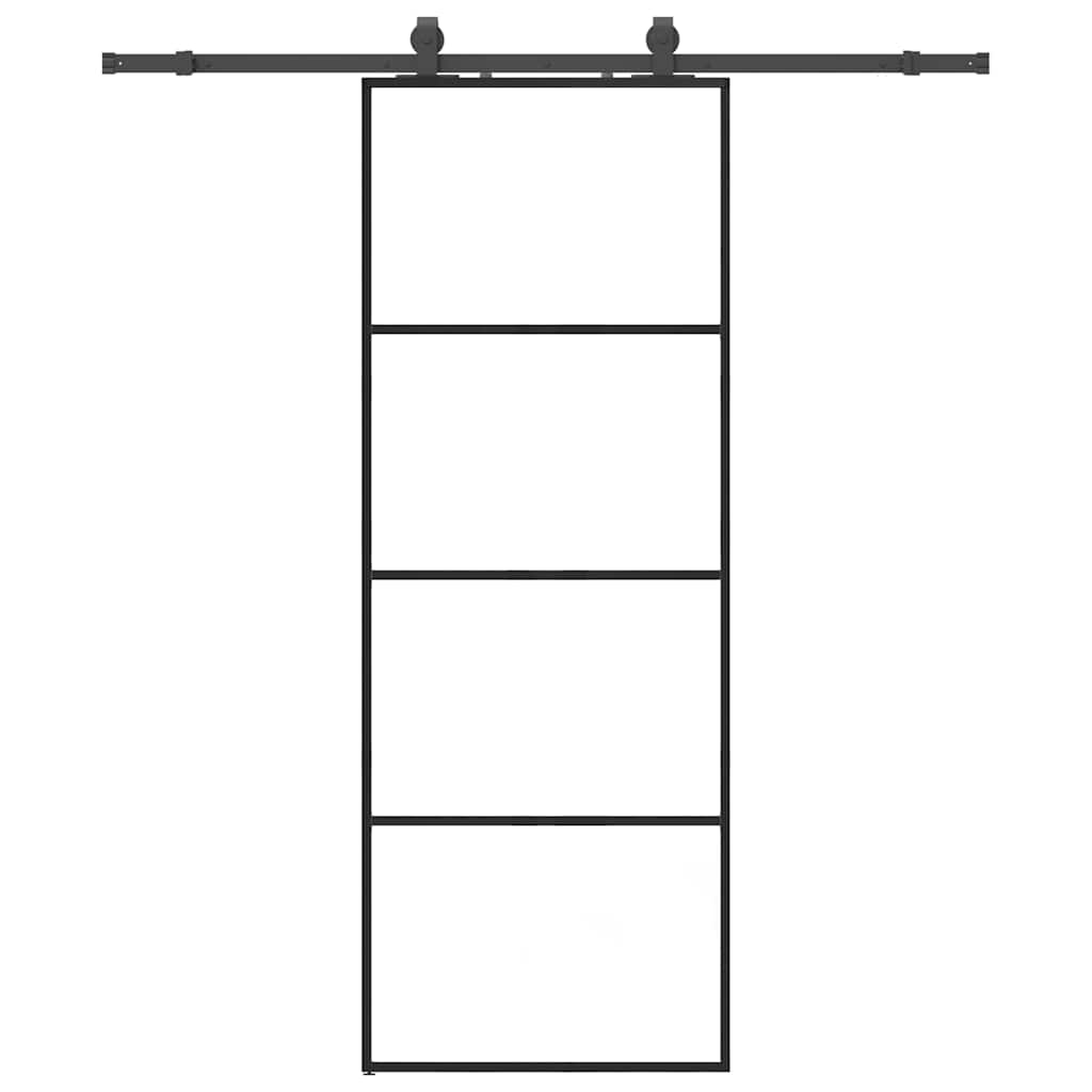 Ușă glisantă cu set de feronerie neagră 76x205 cm Sticlă ESG