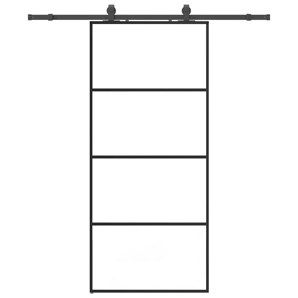 Ușă glisantă cu set de feronerie neagră 90x205 cm Sticlă ESG