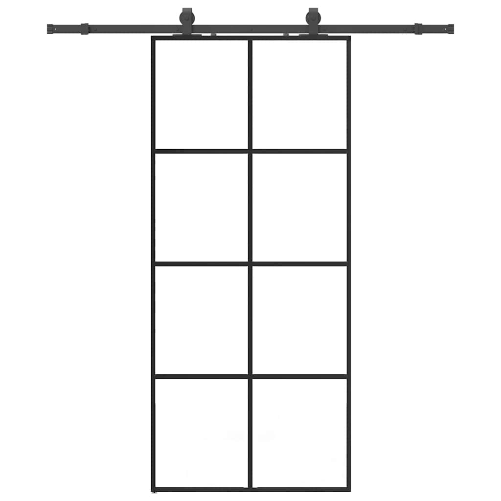 Ușă glisantă cu set de feronerie neagră 90x205 cm Sticlă ESG