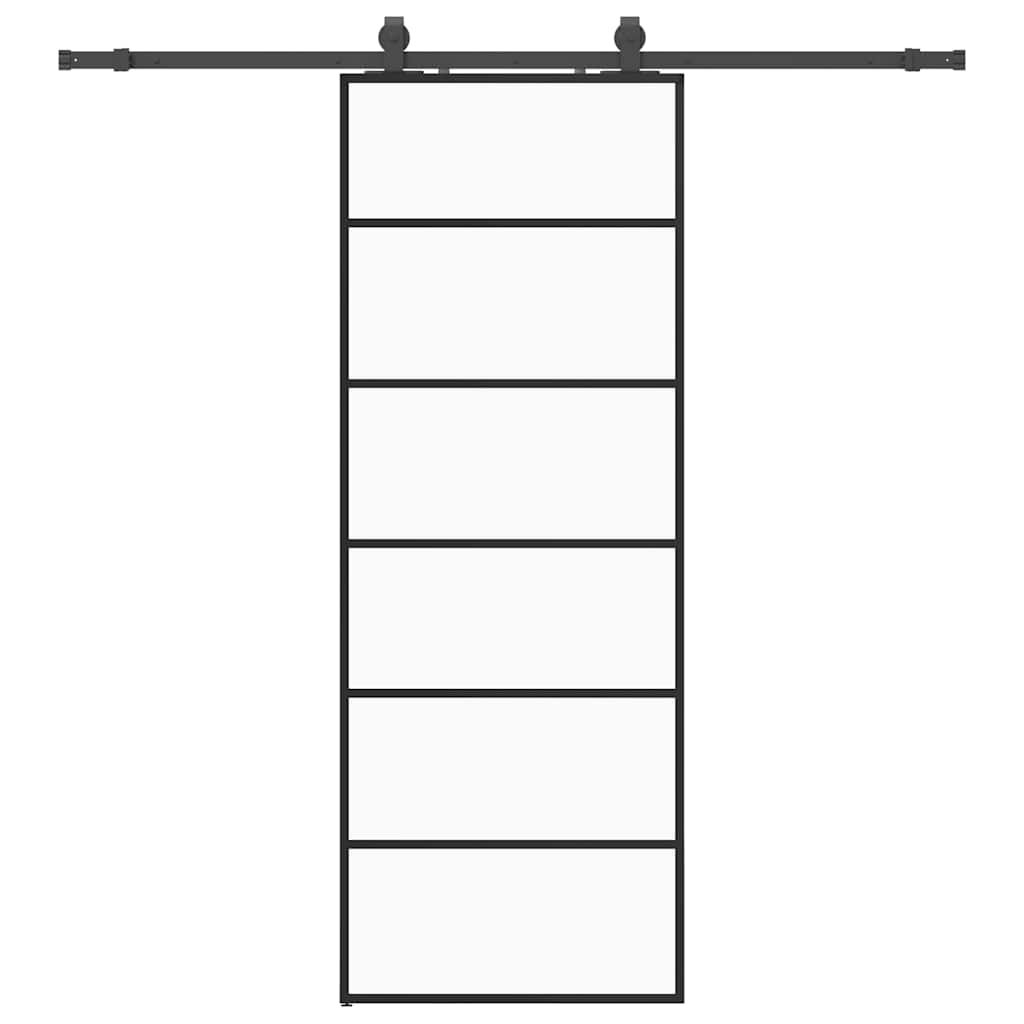 Ușă glisantă cu set de feronerie neagră 76x205 cm Sticlă ESG