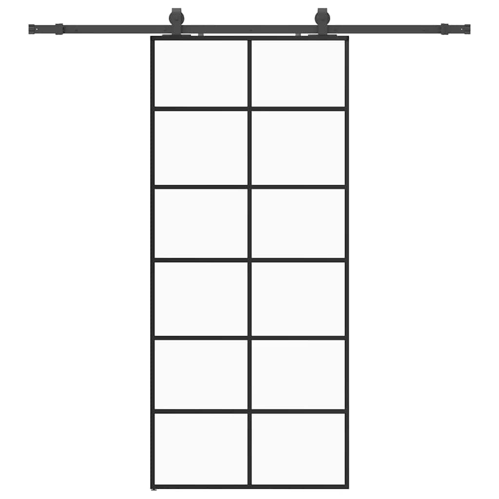 Ușă glisantă cu set de feronerie neagră 90x205 cm Sticlă ESG