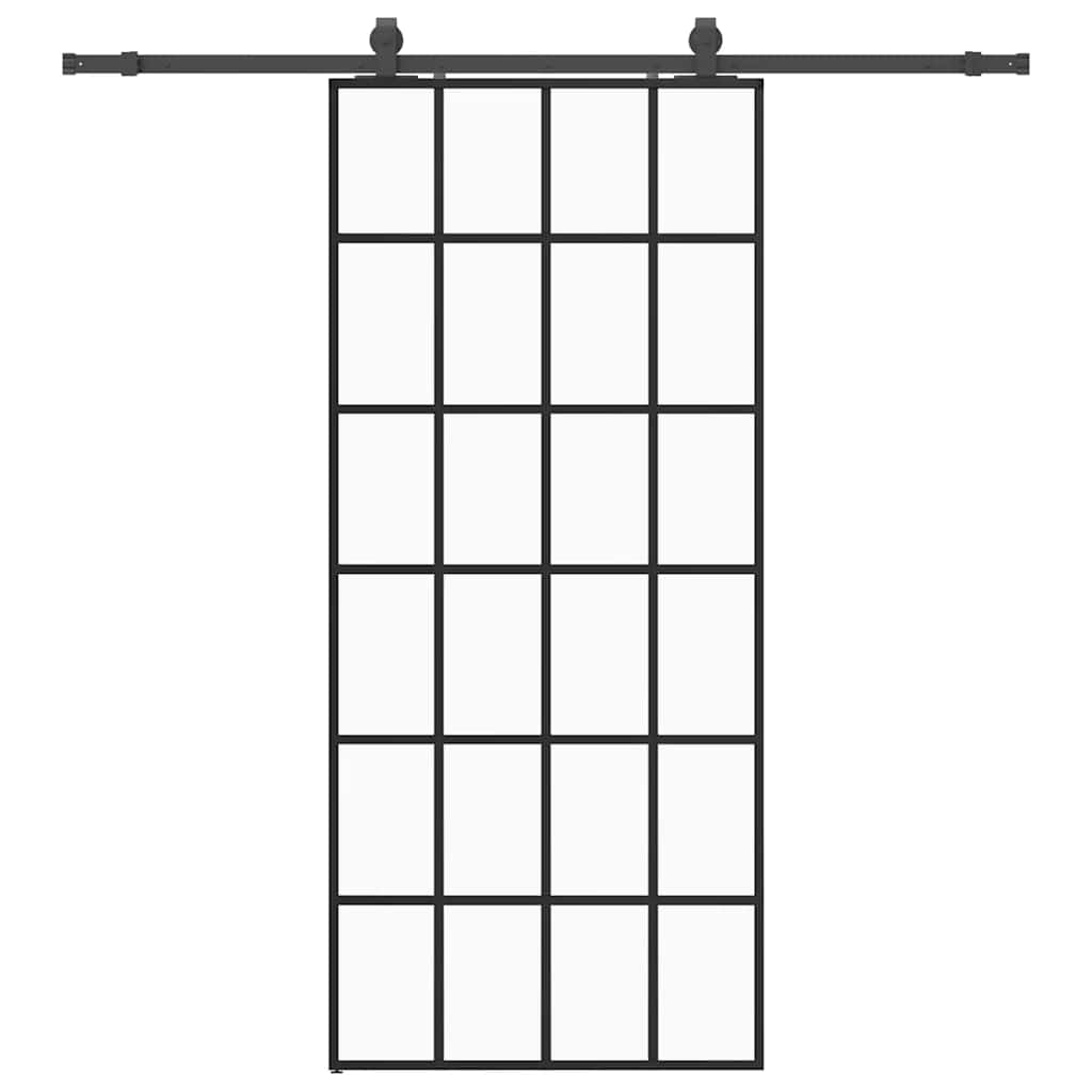 Ușă glisantă cu set de feronerie neagră 90x205 cm Sticlă ESG