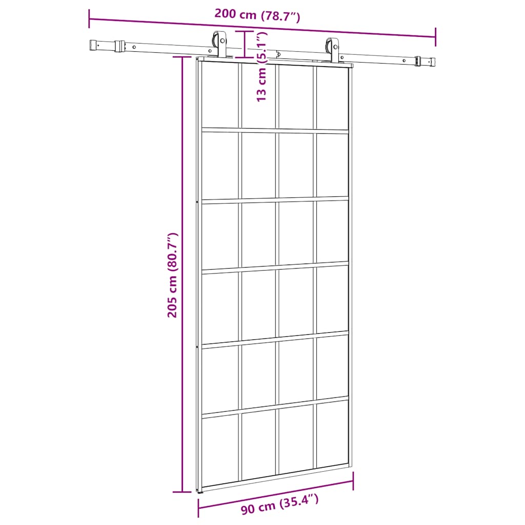 Ușă glisantă cu set de feronerie neagră 90x205 cm Sticlă ESG