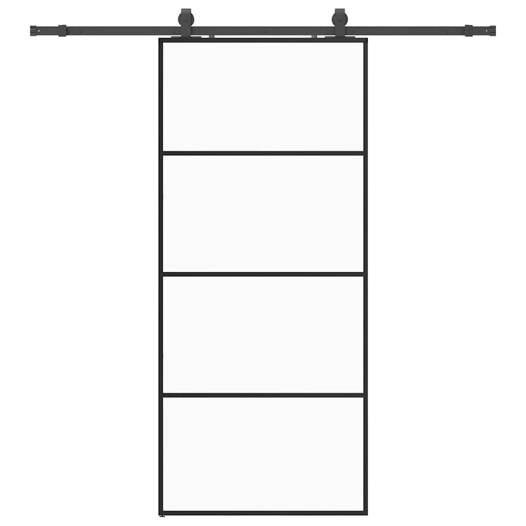 Ușă glisantă cu set de feronerie neagră 90x205 cm Sticlă ESG