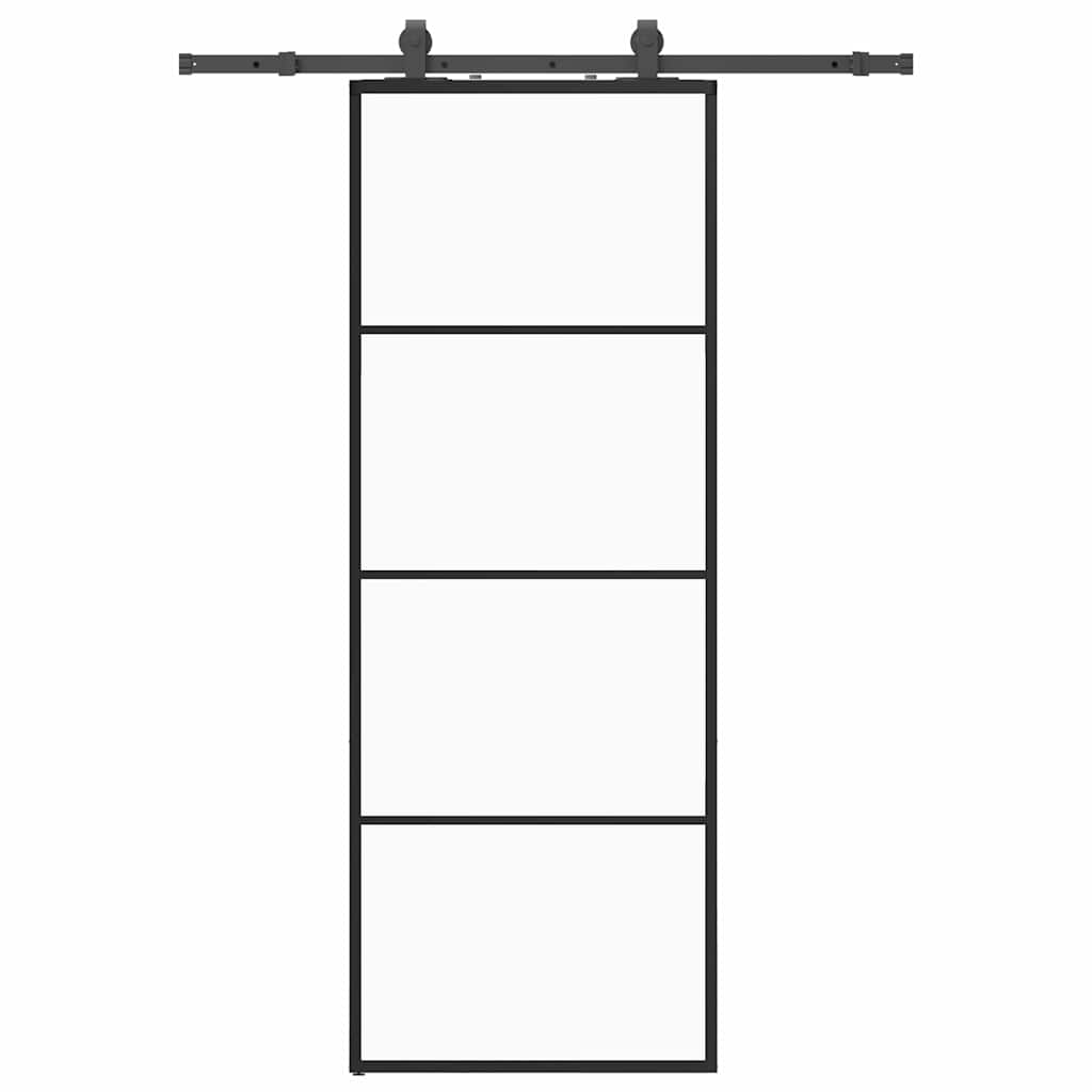 Ușă glisantă cu set de feronerie neagră 76x205 cm Sticlă ESG