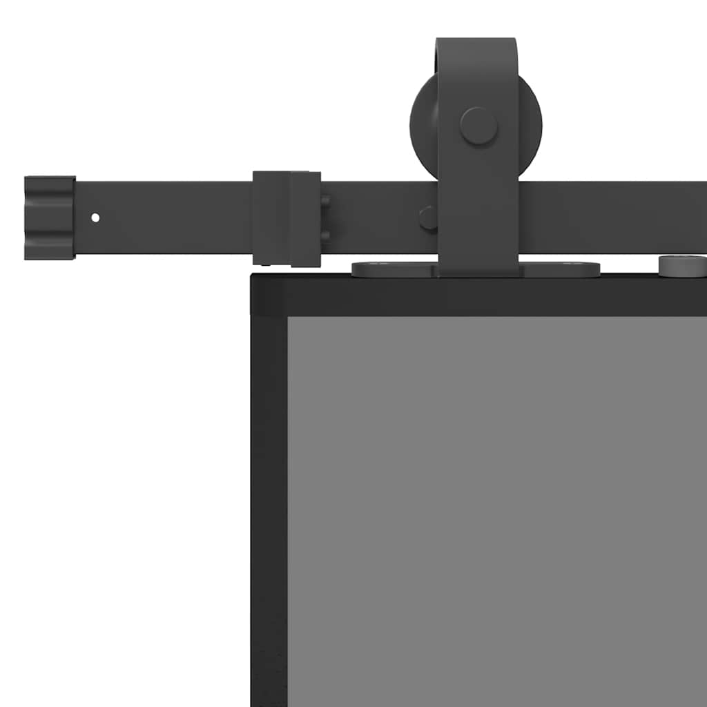 Ușă glisantă cu set feronerie neagră 76x205cm sticlă securizată