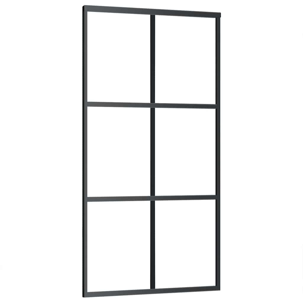 Ușă glisantă cu set de feronerie neagră 102x205 cm Sticlă ESG