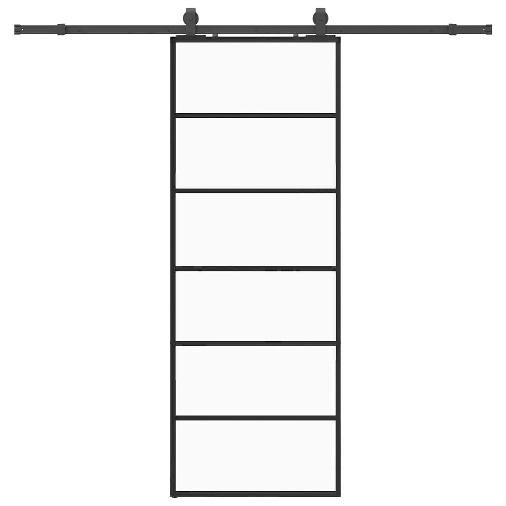 Ușă glisantă cu set de feronerie neagră 76x205 cm Sticlă ESG