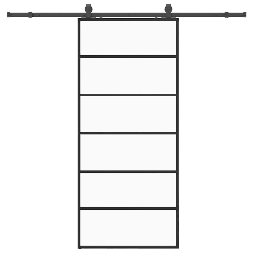 Ușă glisantă cu set de feronerie neagră 90x205 cm Sticlă ESG