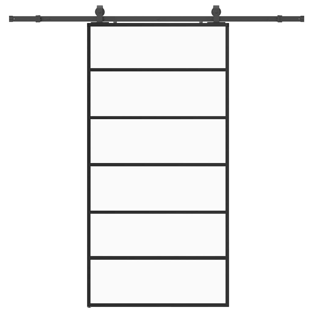 Ușă glisantă cu set de feronerie neagră 102x205 cm Sticlă ESG