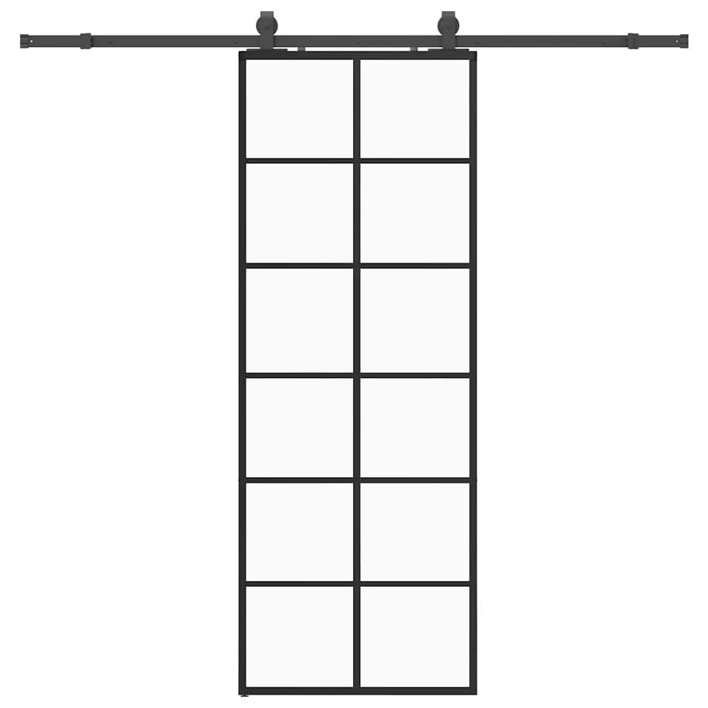 Ușă glisantă cu set de feronerie neagră 76x205 cm Sticlă ESG