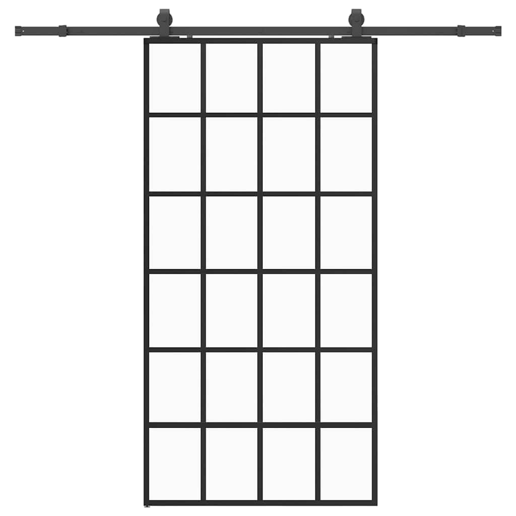 Ușă glisantă cu set de feronerie neagră 102x205 cm Sticlă ESG