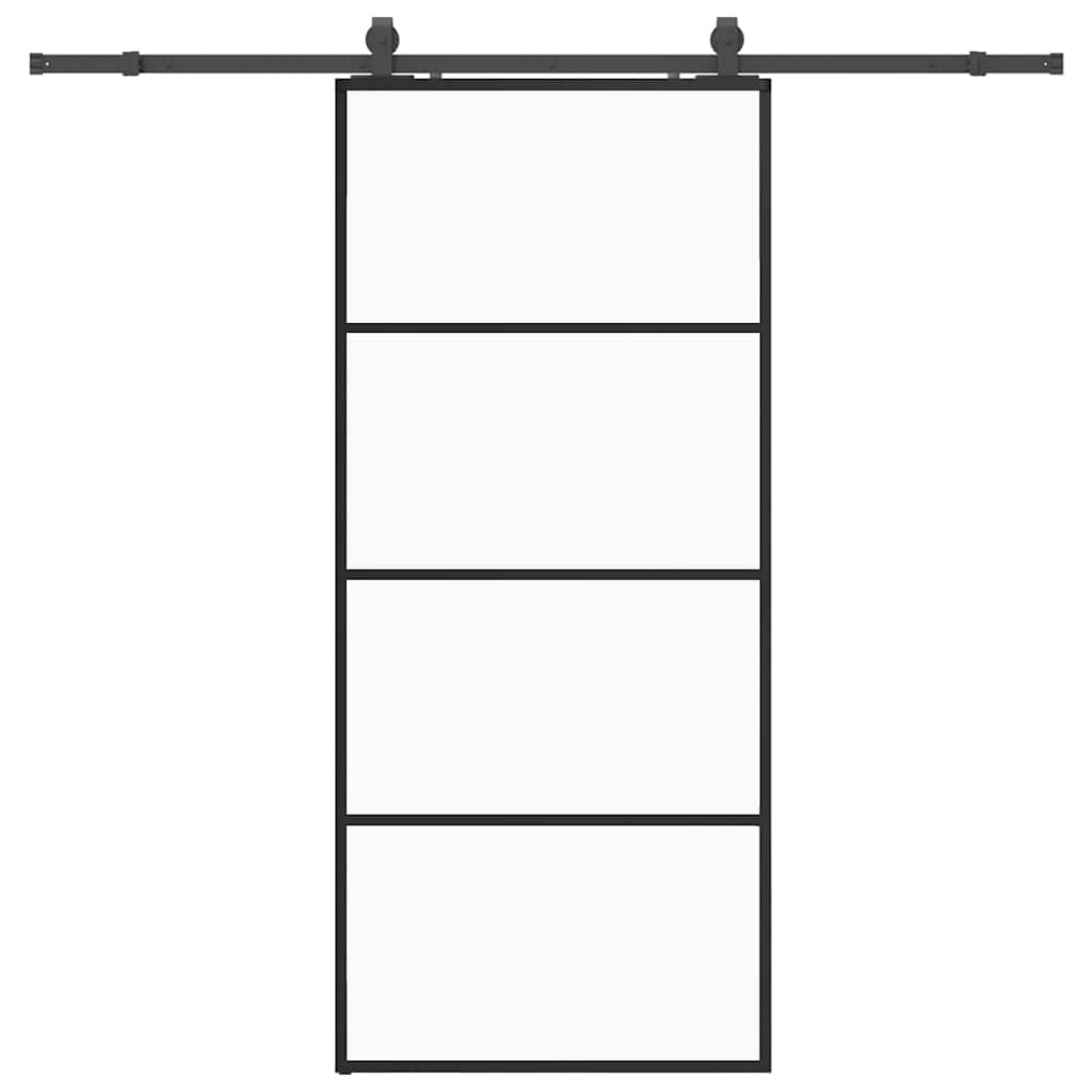 Ușă glisantă cu set de feronerie neagră 90x205 cm Sticlă ESG