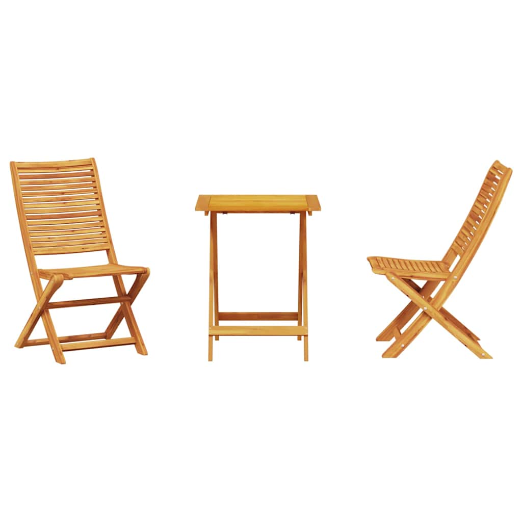 Set Bistro Pliabil 3 pcs Maro Lemn Solid de Acacia