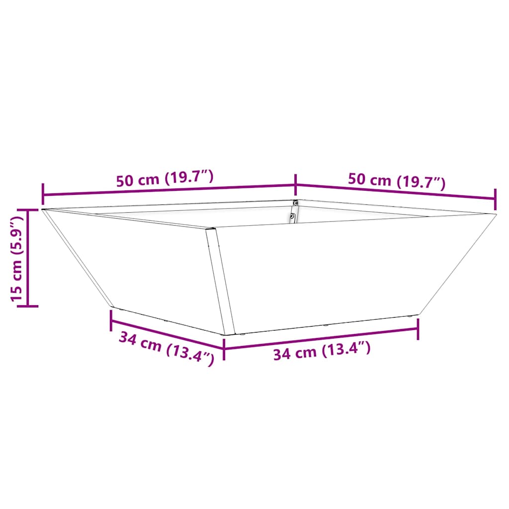 Vază pentru Grădină Ruginit 50 x 50 x 15 cm