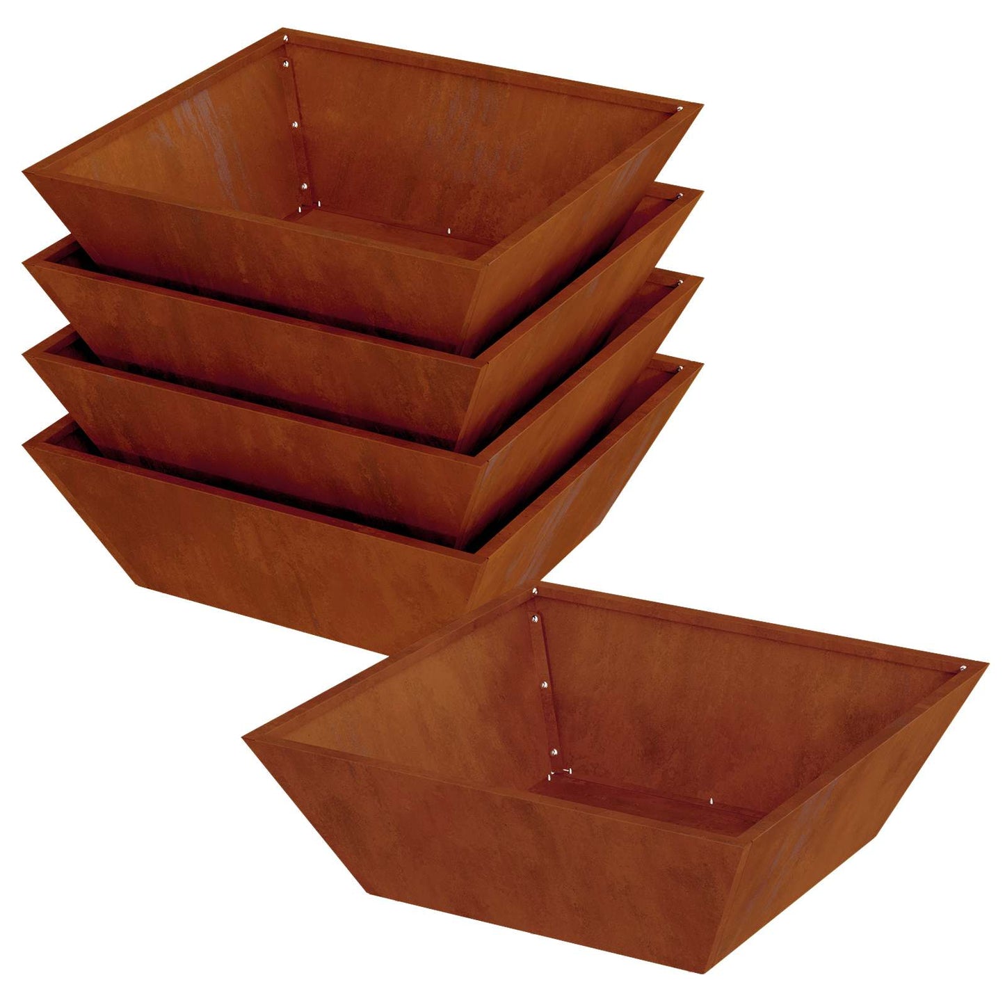 Vază pentru Grădină 5 pcs Ruginit 50 x 50 x 15 cm