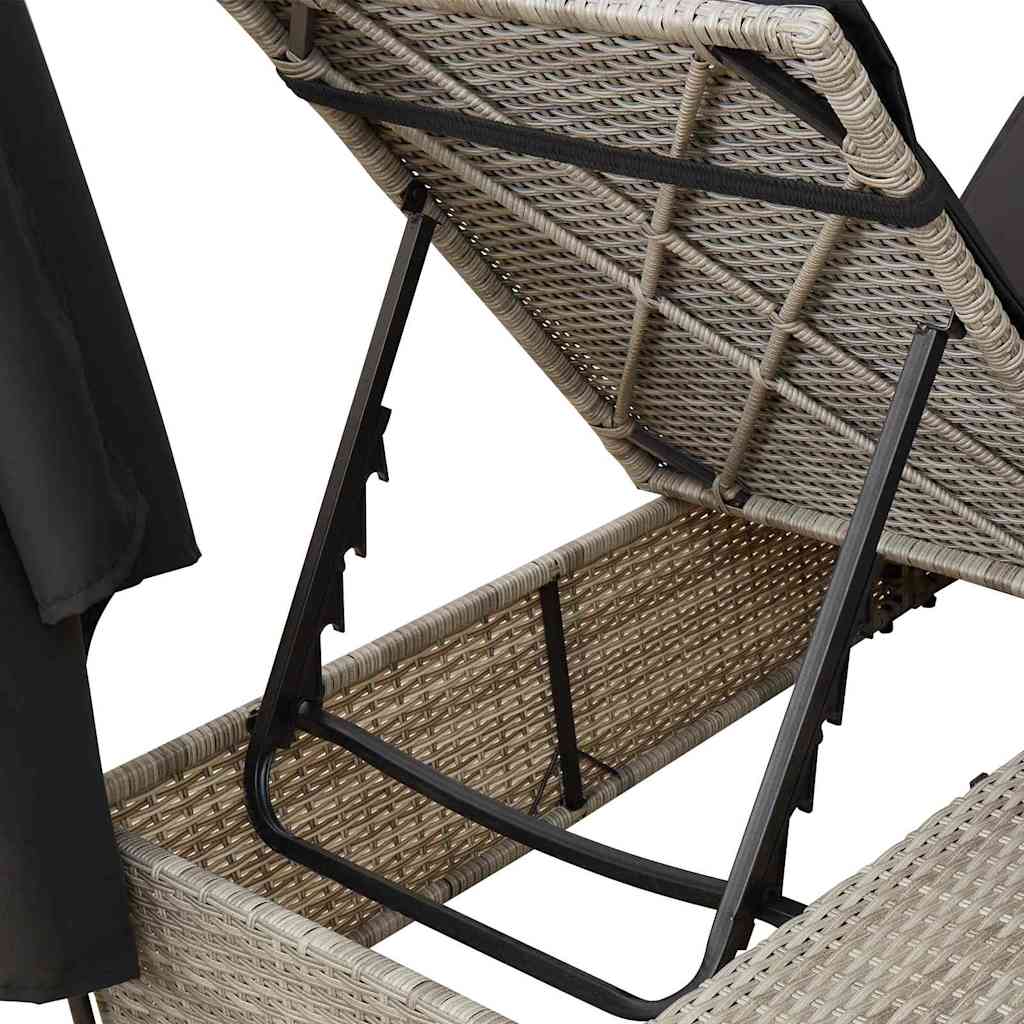 Șezlong dublu Gri deschis 205 x 129 x 200 cm poliratan