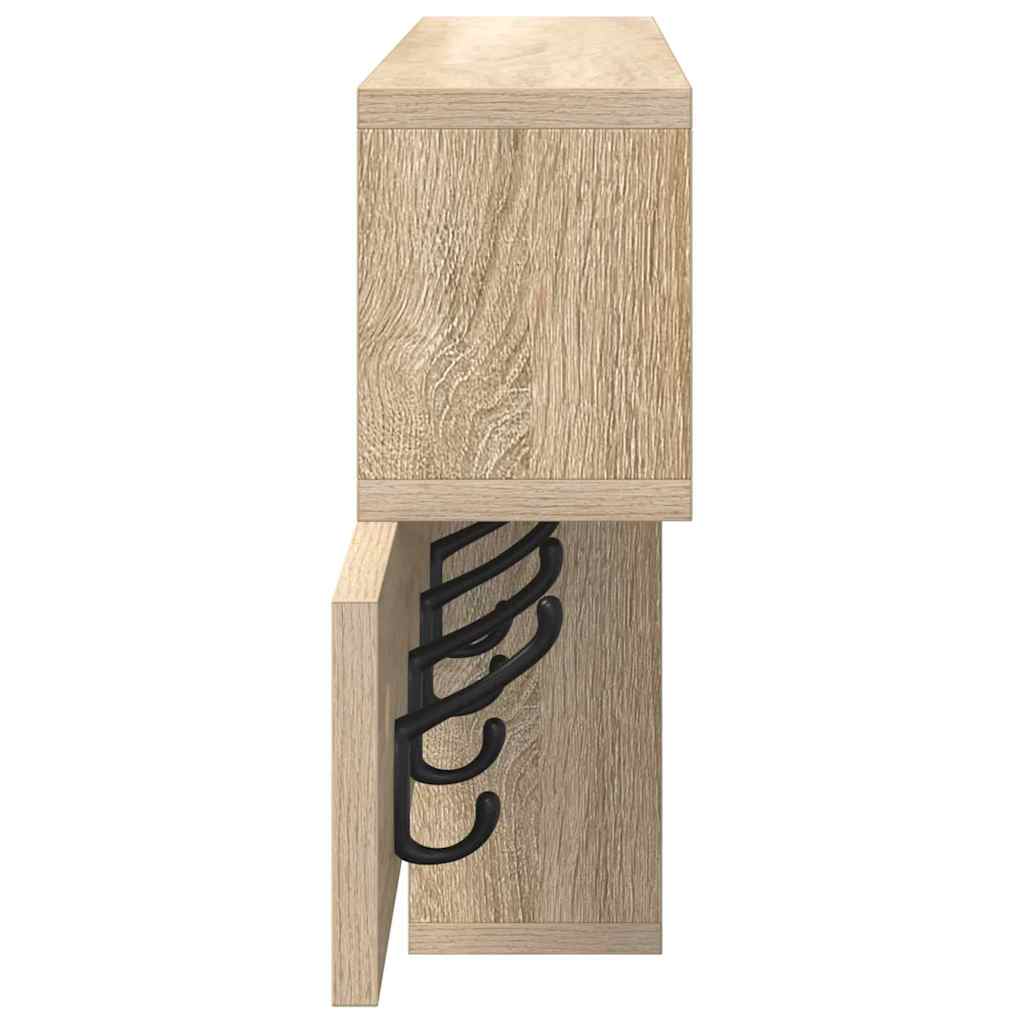 Răcător de paltoane montat pe perete cu raft Stejar Sonoma