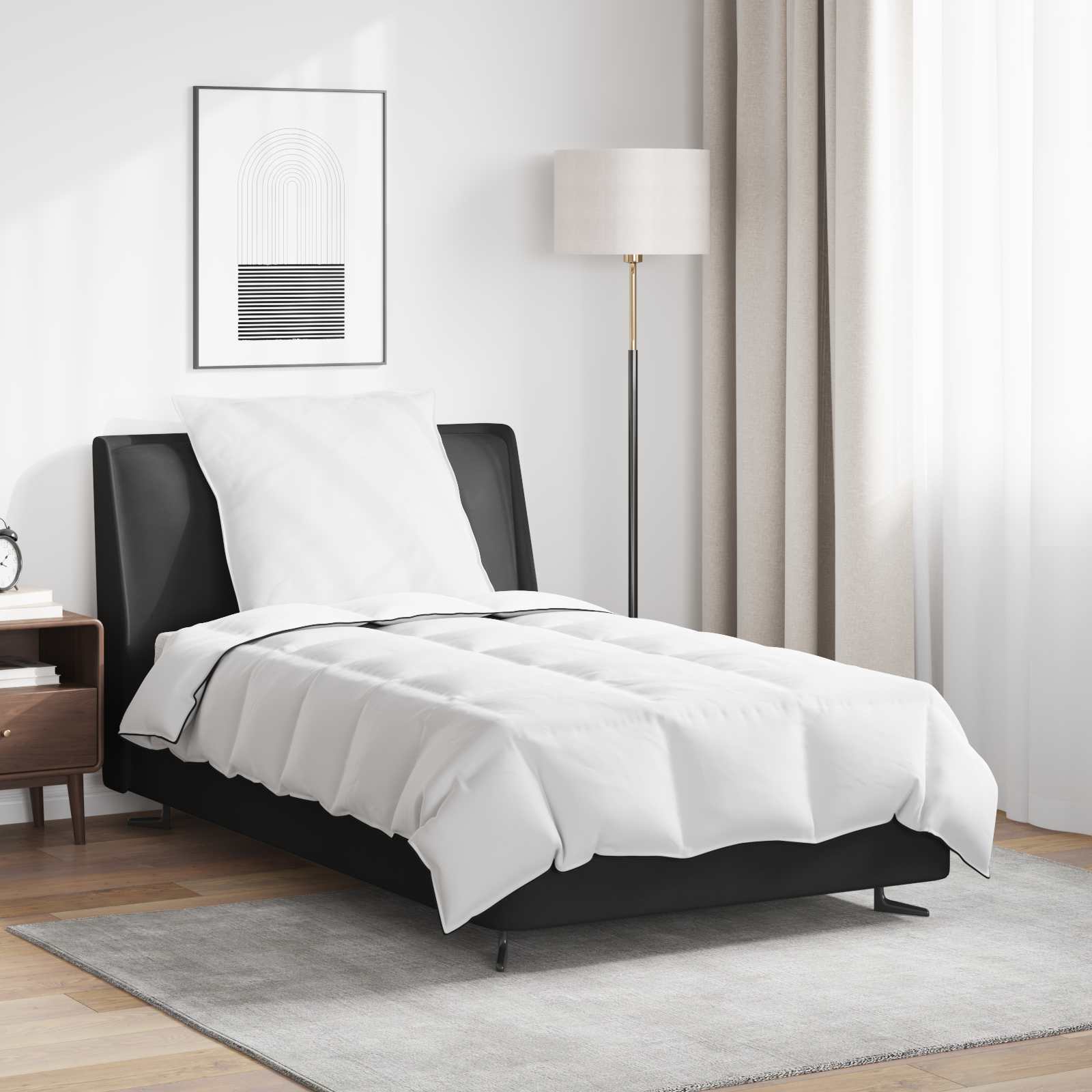 Duvet de iarnă cu pernă 2 pcs Alb Pene de rață