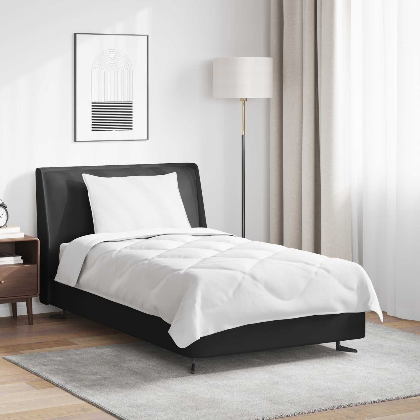 Duvet pentru Toate Sezoanele cu pernă 2 pcs Alb Microfibră