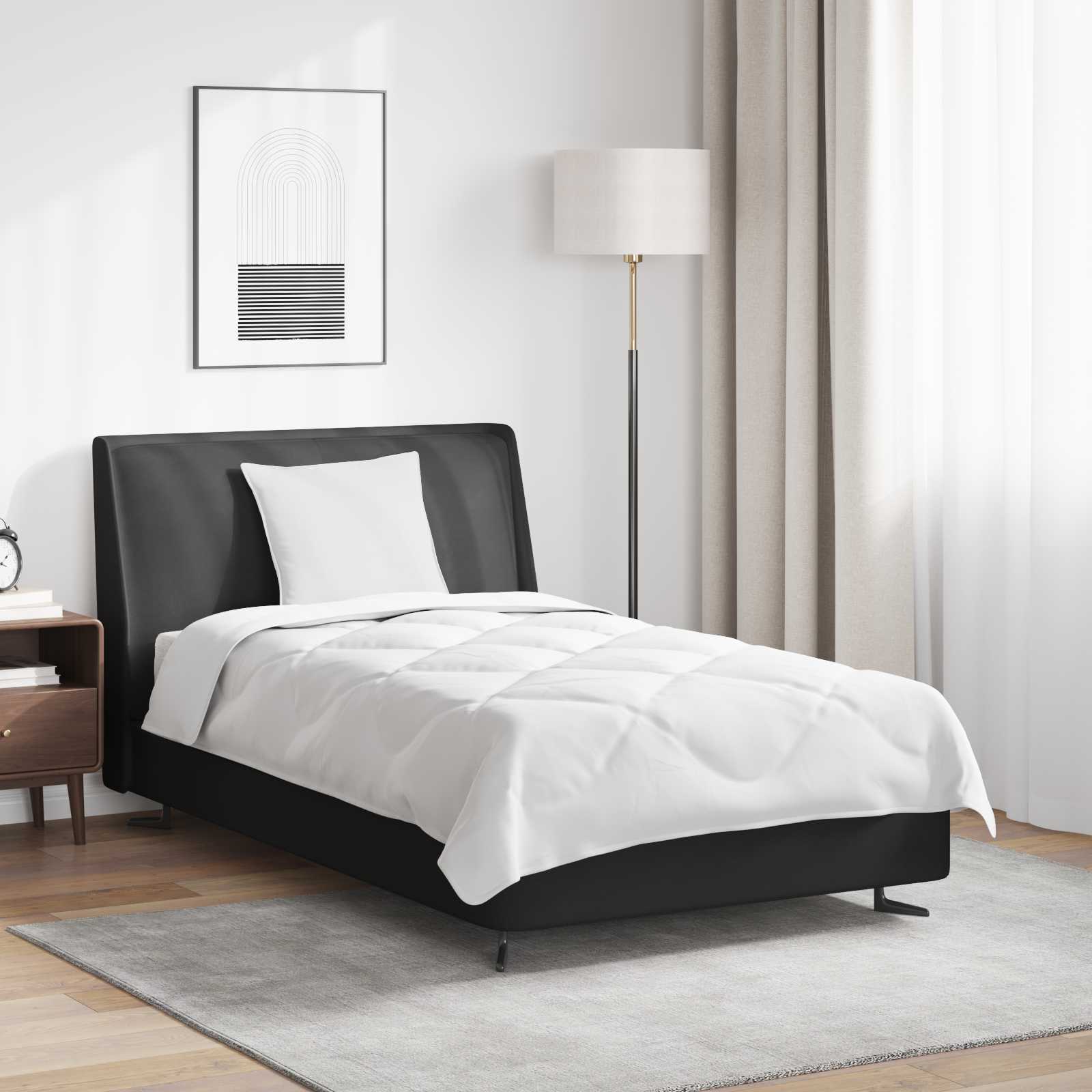 Duvet pentru Toate Sezoanele cu pernă 2 pcs Alb Microfibră