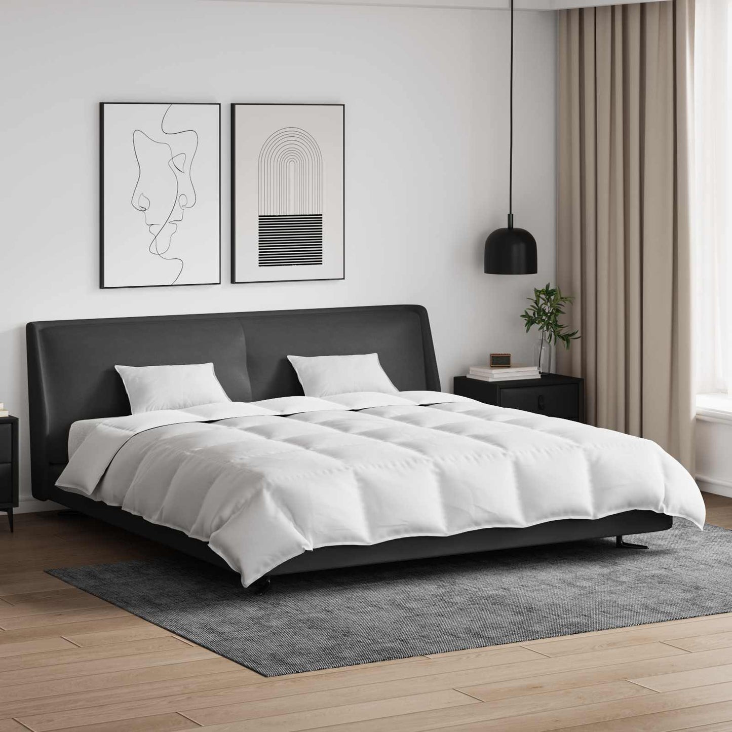 Set de Pături cu pernă 3 pcs Alb Pene de rață