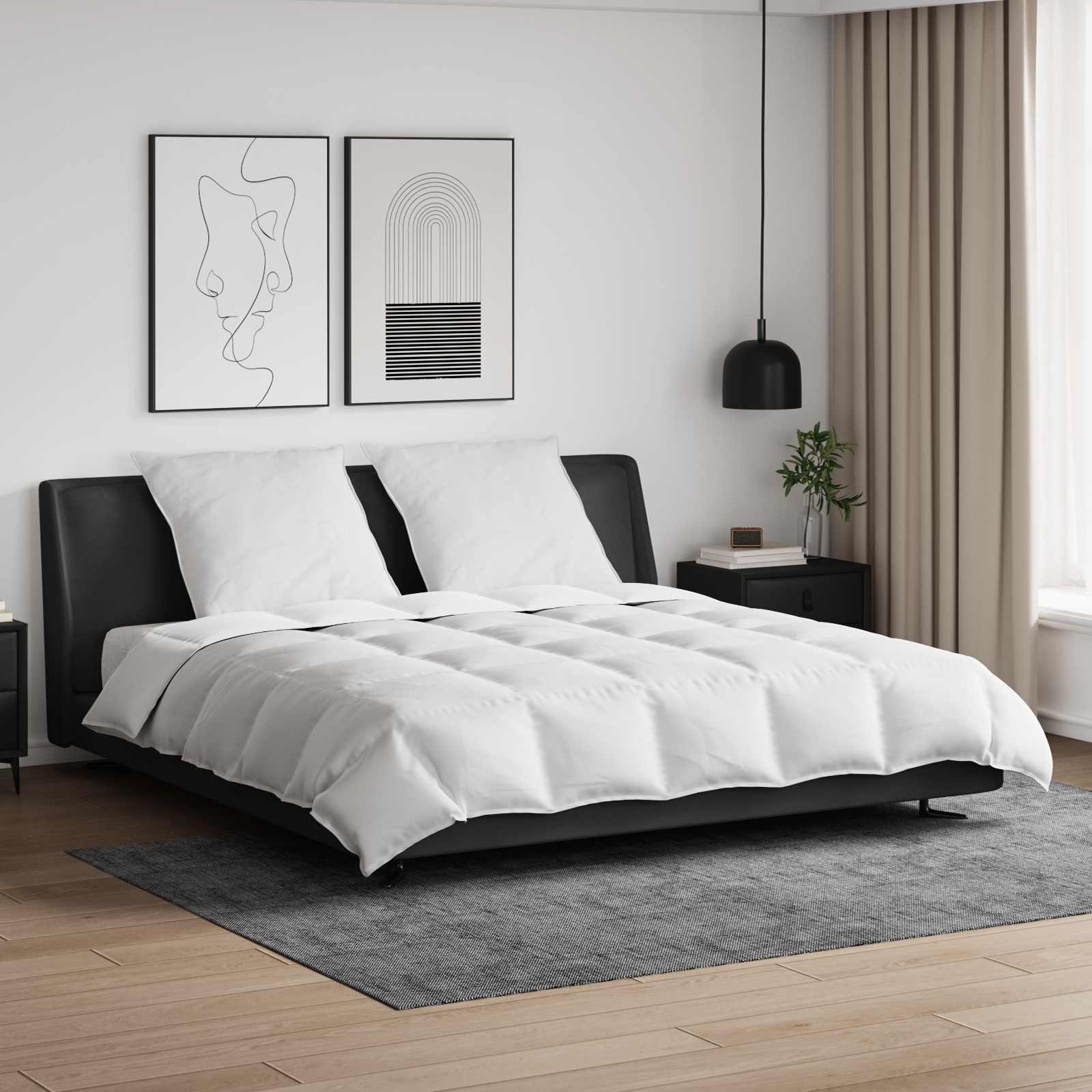 Set de Pături cu pernă 3 pcs Alb Pene de rață