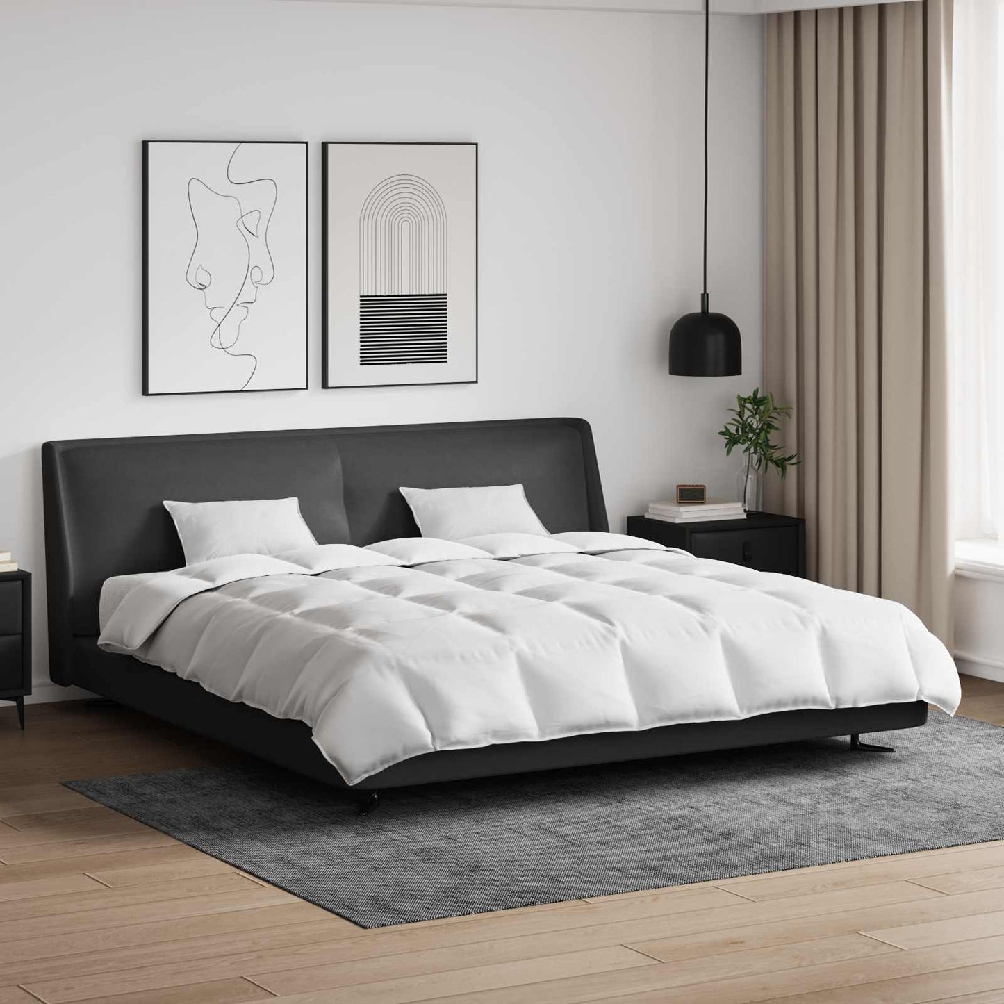 Set de Pături cu pernă 3 pcs Alb Pene de rață